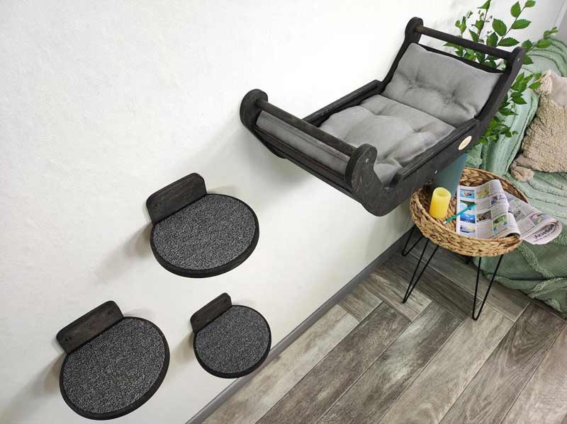 Parcours mural pour chat couchage et 3 plateformes