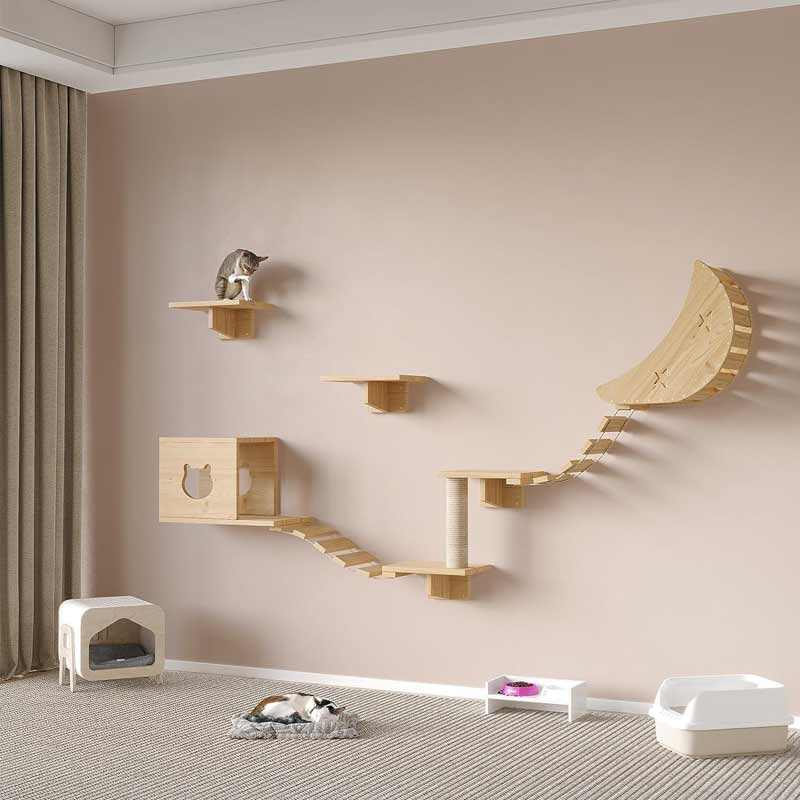 Ensemble design parcours mural pour chat