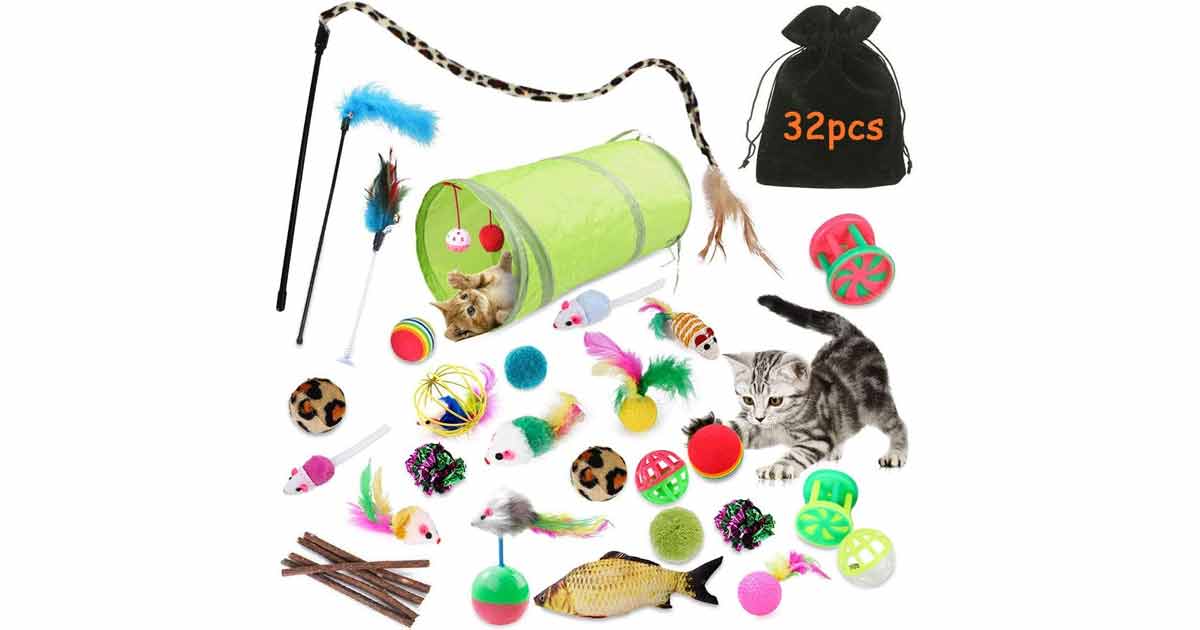 Lot de 32 jouets et accessoires pour chat Topseas